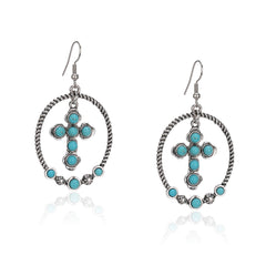 Rustic Couture's® Navajo Turquoise Cross Dangling Earring