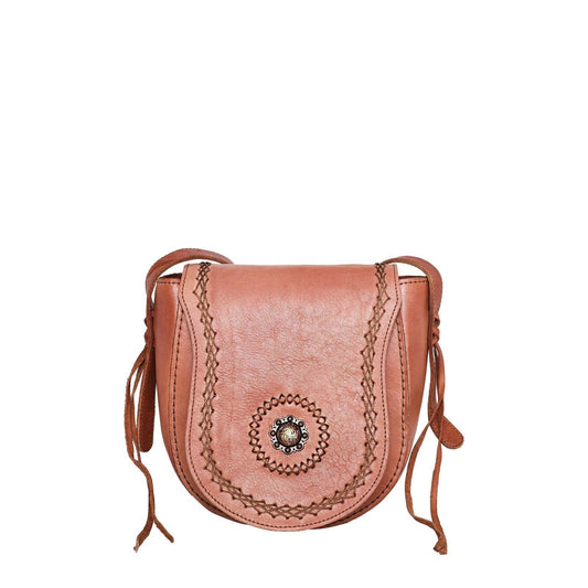 Montana West Genuine Leather Concho Collection Crossbody Bag