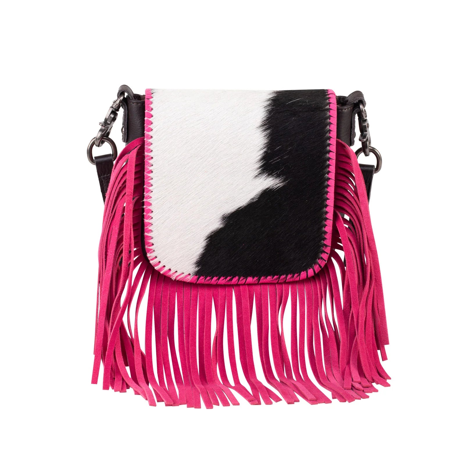 Montana West Genuine Leather Hair-On Collection Fringe Crossbody - Cowgirl Wear