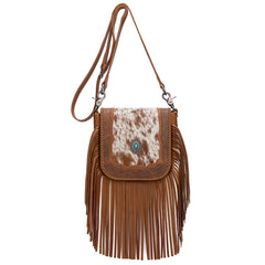 Montana West Genuine Leather Tooled Collection Fringe Crossbody