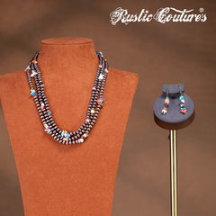 Rustic Couture's® Beaded Layered Necklace Earrings Set