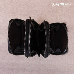 Trinity Ranch Genuine Hair-On Cowhide /Tooled Collection Phone Purse with Coin Pouch