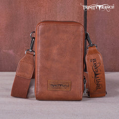 Trinity Ranch Genuine Hair-On Cowhide /Tooled Collection Phone Purse with Coin Pouch