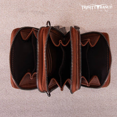Trinity Ranch Genuine Hair-On Cowhide /Tooled Collection Phone Purse with Coin Pouch