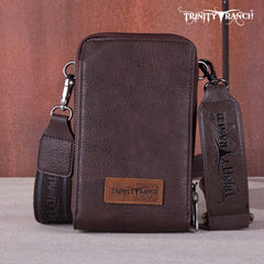 Trinity Ranch Genuine Hair-On Cowhide /Tooled Collection Phone Purse with Coin Pouch