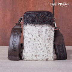 Trinity Ranch Genuine Hair-On Cowhide /Tooled Collection Phone Purse with Coin Pouch