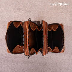 Trinity Ranch Genuine Hair-On Cowhide /Tooled Collection Phone Purse with Coin Pouch