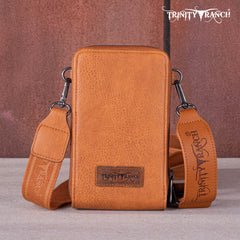 Trinity Ranch Genuine Hair-On Cowhide /Tooled Collection Phone Purse with Coin Pouch