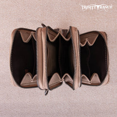 Trinity Ranch Genuine Hair-On Cowhide /Tooled Collection Phone Purse with Coin Pouch