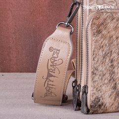 Trinity Ranch Genuine Hair-On Cowhide /Tooled Collection Phone Purse with Coin Pouch