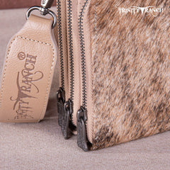 Trinity Ranch Genuine Hair-On Cowhide /Tooled Collection Phone Purse with Coin Pouch