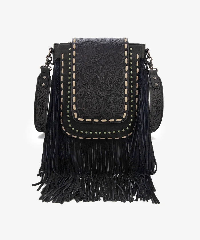Trinity Ranch Fringe Tooled Crossbody - Montana West World
