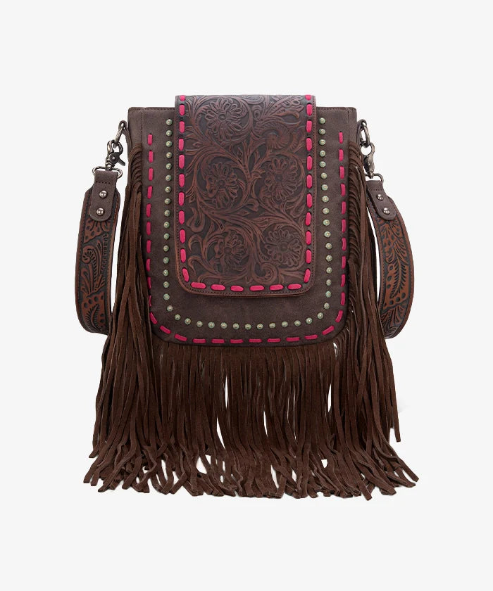 Trinity Ranch Fringe Tooled Crossbody - Montana West World