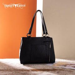 Trinity Ranch Genuine Hair-On Cowhide Tooled Collection Concealed Carry Tote