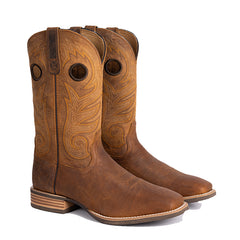 Men's Pull-On Distressed Leather Square Toe Western Boots