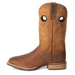 Men's Pull-On Distressed Leather Square Toe Western Boots