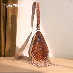 Trinity Ranch Floral Tooled Fringe Sling Bag