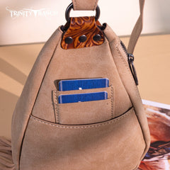 Trinity Ranch Floral Tooled Fringe Sling Bag