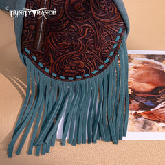 Trinity Ranch Floral Tooled Fringe Sling Bag
