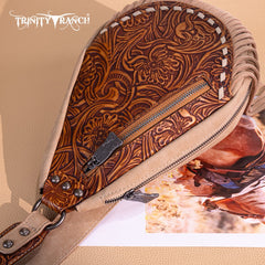 Trinity Ranch Floral Tooled Fringe Sling Bag