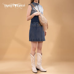 Trinity Ranch Floral Tooled Fringe Sling Bag