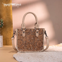 Trinity Ranch Western Floral Tooled Mini Tote Bag
