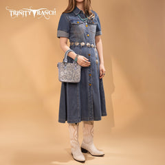 Trinity Ranch Western Floral Tooled Mini Tote Bag