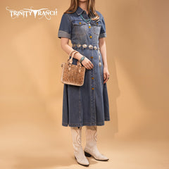 Trinity Ranch Western Floral Tooled Mini Tote Bag