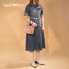 Trinity Ranch Western Floral Tooled Mini Tote Bag