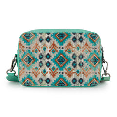 Wrangler Southwestern Pattern Dual Sided Print Crossbody Purse With Wallet Compartment
