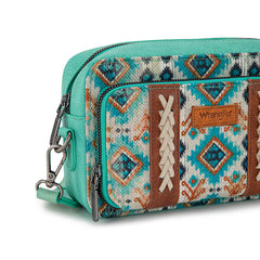 Wrangler Southwestern Pattern Dual Sided Print Crossbody Purse With Wallet Compartment