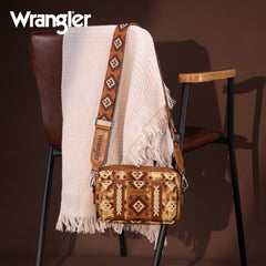 Wrangler Southwestern Pattern Dual Sided Print Crossbody Purse With Wallet Compartment