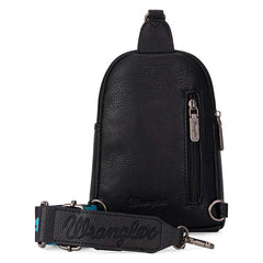 WG133-210  Wrangler Cow  Print Crossbody Sling Chest Bag  - TURQUOIES