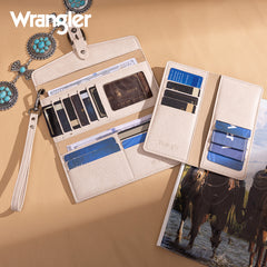 Wrangler Western Tri-fold RFID Wallet/Wristlet With Detachable Credit Card Holder