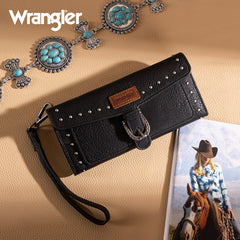 Wrangler Western Tri-fold RFID Wallet/Wristlet With Detachable Credit Card Holder