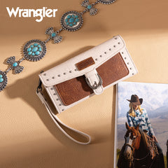 Wrangler Western Tri-fold RFID Wallet/Wristlet With Detachable Credit Card Holder