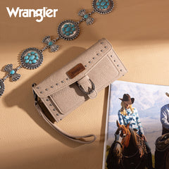 Wrangler Western Tri-fold RFID Wallet/Wristlet With Detachable Credit Card Holder