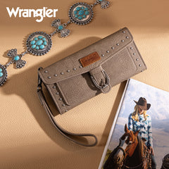 Wrangler Western Tri-fold RFID Wallet/Wristlet With Detachable Credit Card Holder
