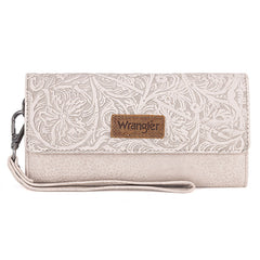 Wrangler Western Floral Tooled Tri-fold RFID Wallet/Wristlet