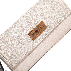 Wrangler Western Floral Tooled Tri-fold RFID Wallet/Wristlet