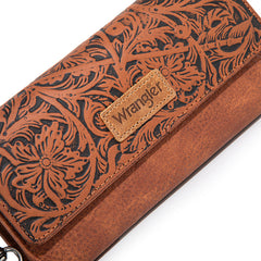 Wrangler Western Floral Tooled Tri-fold RFID Wallet/Wristlet