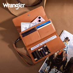 Wrangler Western Floral Tooled Tri-fold RFID Wallet/Wristlet