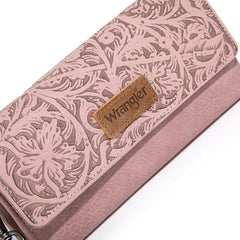 Wrangler Western Floral Tooled Tri-fold RFID Wallet/Wristlet