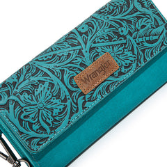 Wrangler Western Floral Tooled Tri-fold RFID Wallet/Wristlet