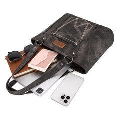 Wrangler "W" Stitch Water Repellent Denim Pocket Zippered Tote Bag