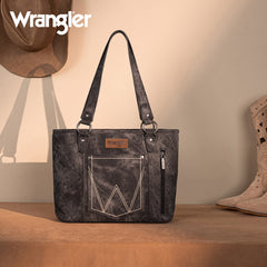 Wrangler "W" Stitch Water Repellent Denim Pocket Zippered Tote Bag
