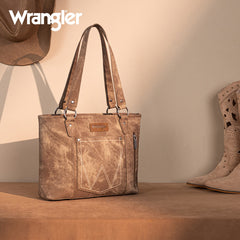 Wrangler "W" Stitch Water Repellent Denim Pocket Zippered Tote Bag
