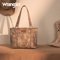 Wrangler "W" Stitch Water Repellent Denim Pocket Zippered Tote Bag