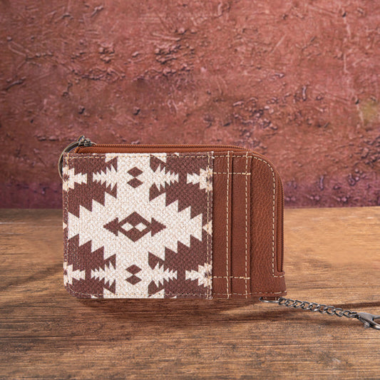 WG2203-W005 2023 Fall New Wrangler Aztec Southwestern Art Print Mini Zip Card Case