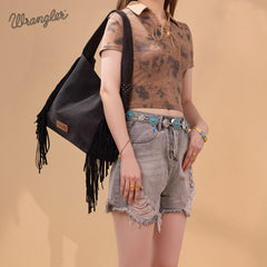 Wrangler Fringe Studded Hobo Bag